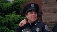 Bobcat Goldthwait plays his groundbreaking over the top character in Police Academy