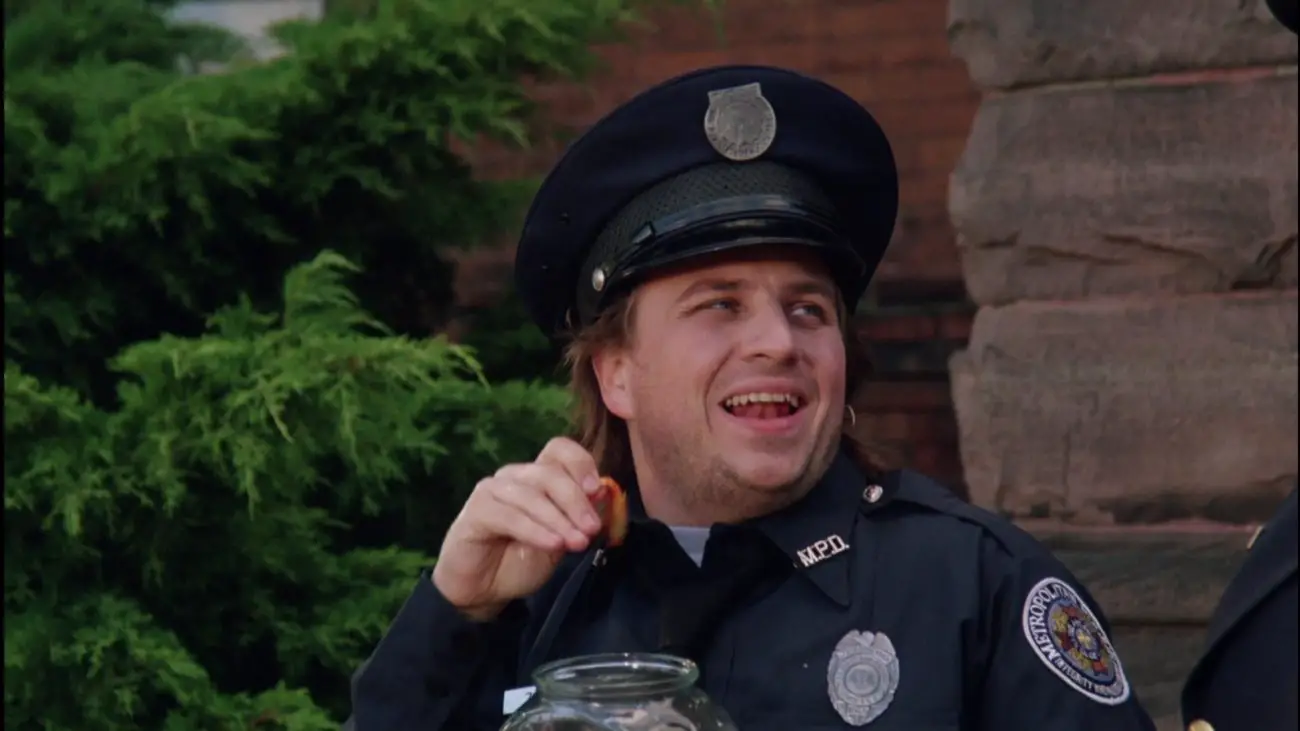 Bobcat Goldthwait plays his groundbreaking over the top character in Police Academy