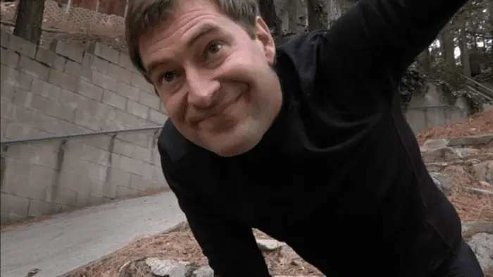 Mark Duplass jumpscares the camera man that he hired to film him for the day.