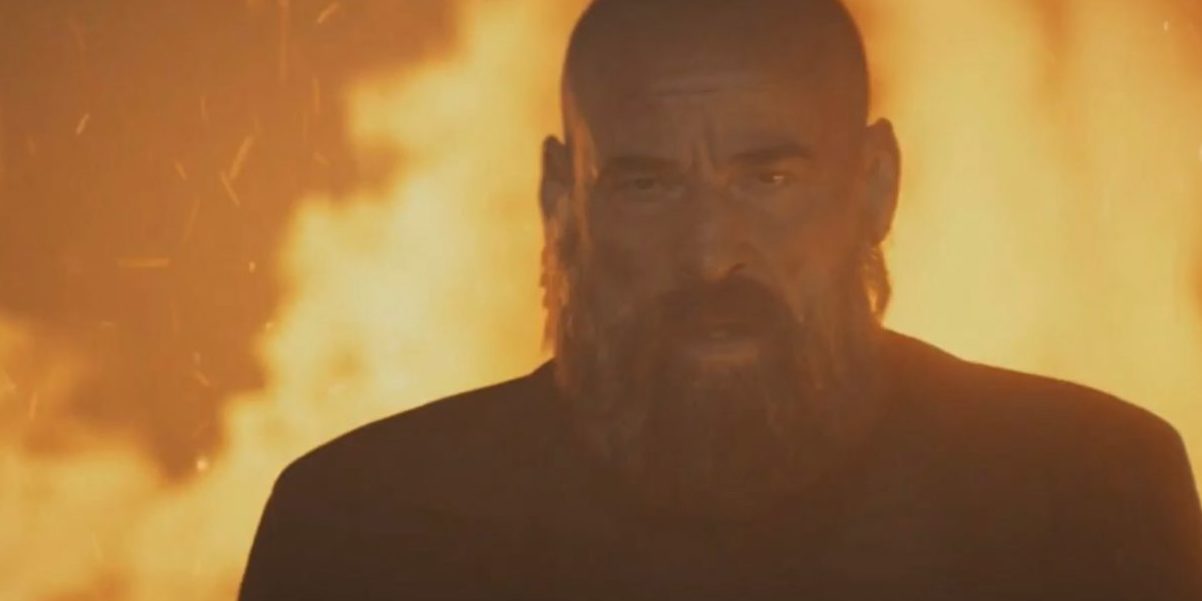 Padre Vergara walks through the flames as he prepares for battle with the Cainites