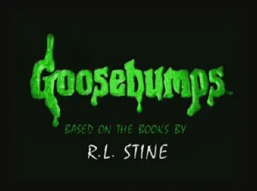 Intertitle for Goosebumps that says "based on the books by R. L. Stine."