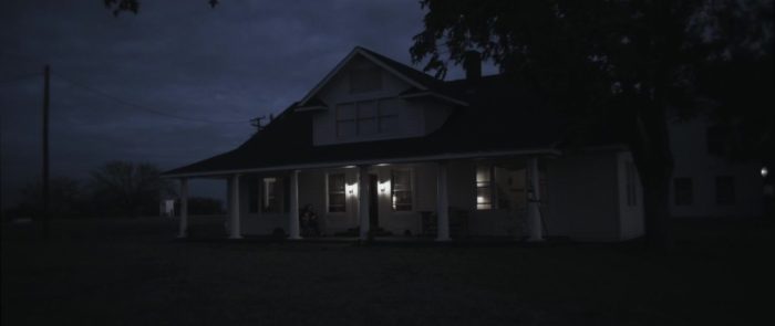 A creepy house at night