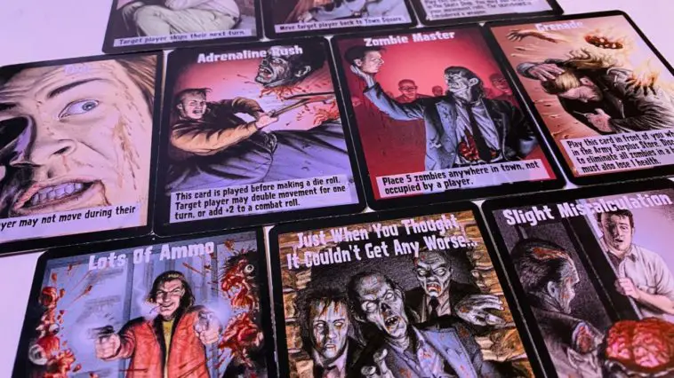 A table of Event Cards from the board game Zombies!!!