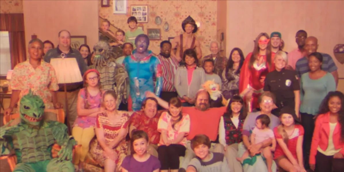 The entire cast of Too Many Cooks gathers on the couch for the final shot
