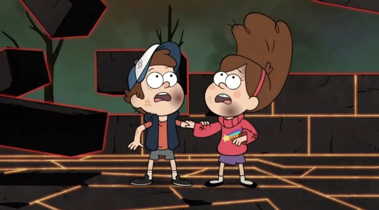 Dipper and Mabel are terrified in series finale of Gravity Falls.