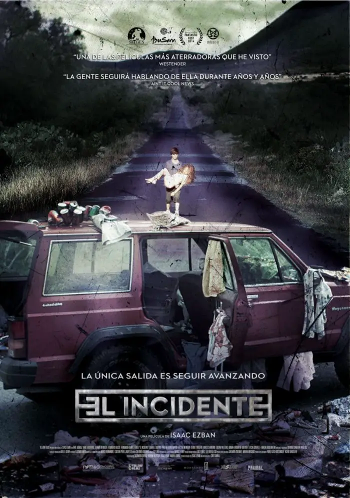 The Poster for The Incident shows Daniel carrying his sister down The Infinite Highway making his way to the family car