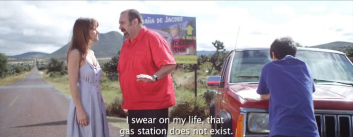 Roberto argues with Sangra outside of the family's red Jeep on The Infinite Highway in The Incident