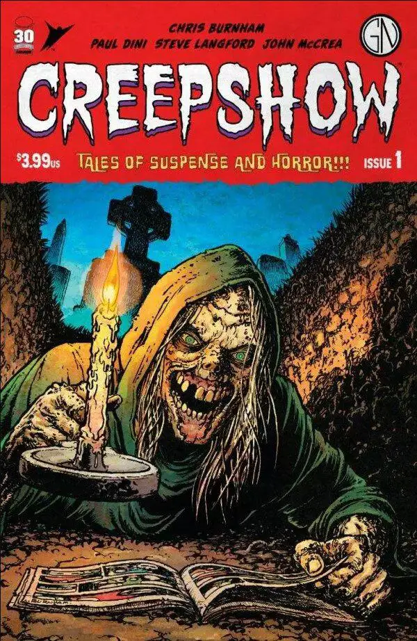 The first issue of Skybound's new Creepshow Comic shows the Creepshow Creep holding a candle in an open grave