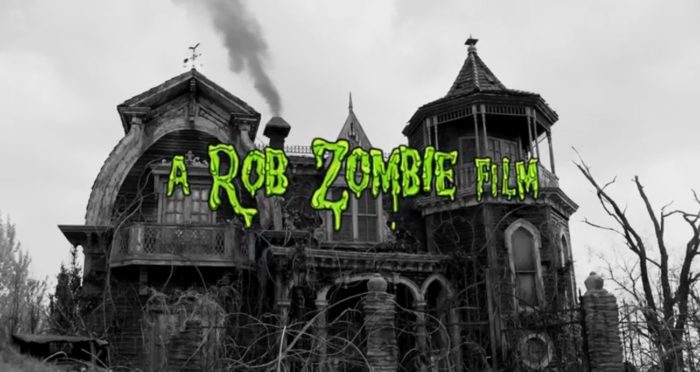 The words "A Rob Zombie Film" hang over a large estate in The Munsters teaser