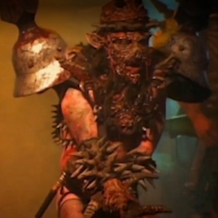 Dave Brockie lead singer of Gwar in costume as the hideous alien barbarian Oderus Urungus