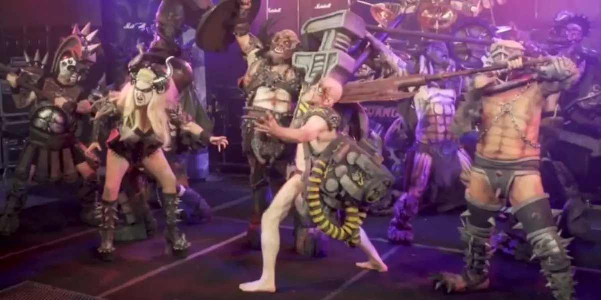 The latest version of Gwar as their outlandish alien barbarian scumdog characters.