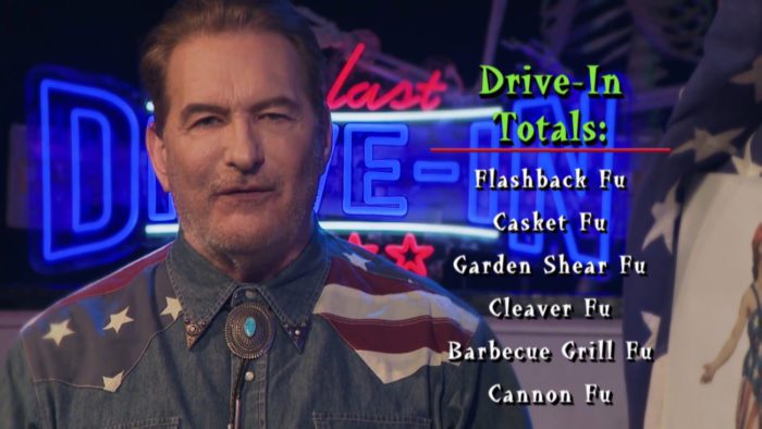 Joe Bob Briggs, reading off the drive-in totals for Uncle Sam