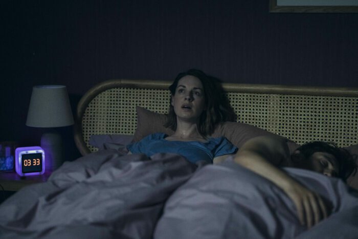 Jessica Raine as Lucy Chambers waking up in The Devil's Hour