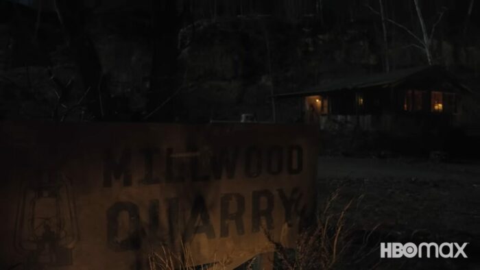 A sign for the Millwood Quarry where Imogen's dad lives
