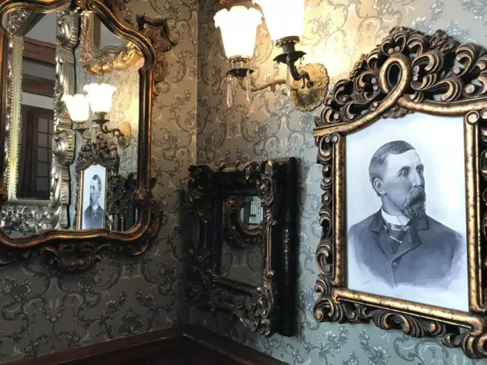 Interior of the Stanley Hotel, including mirror and portrait