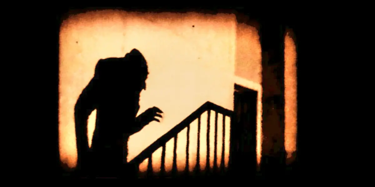 Nosferatu's shadow creeps up the stairs