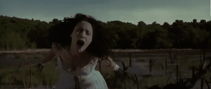 Lavinia screams silently as blood pours from her mouth and arms