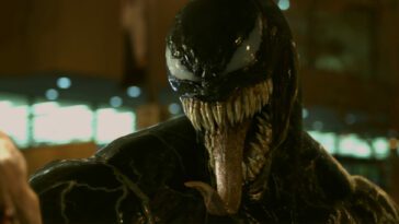 Venom sticking his tongue out