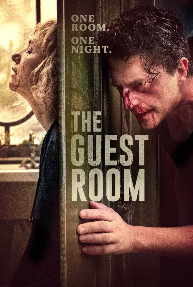 The Poster of The Guest Room shows Stella blocking a door on one side where The Guest is against the other.