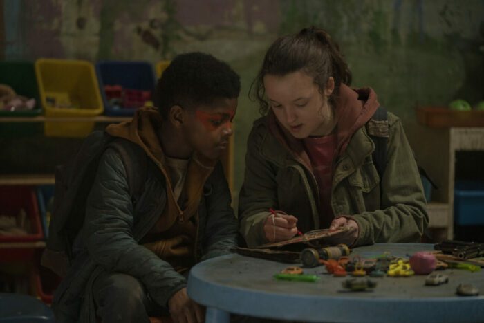 Ellie writes notes to communicate with Sam in The Last of Us S1E5 "Endure and Survive"