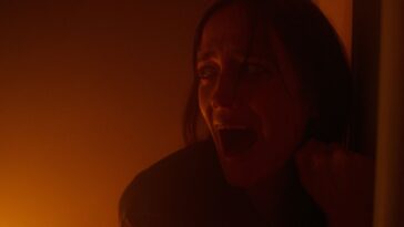Eva Green as Christine recoiling in terror in Nocebo (2022)