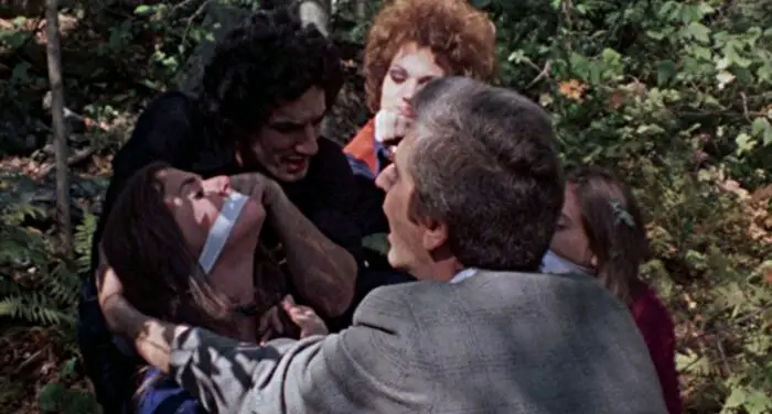 A gang of criminals terrorize two young women in Wes Craven’s The Last House on the Left (1972)