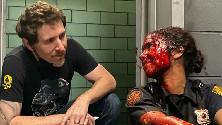 Anthony DiBlasi and Jessica Sula behind the scenes