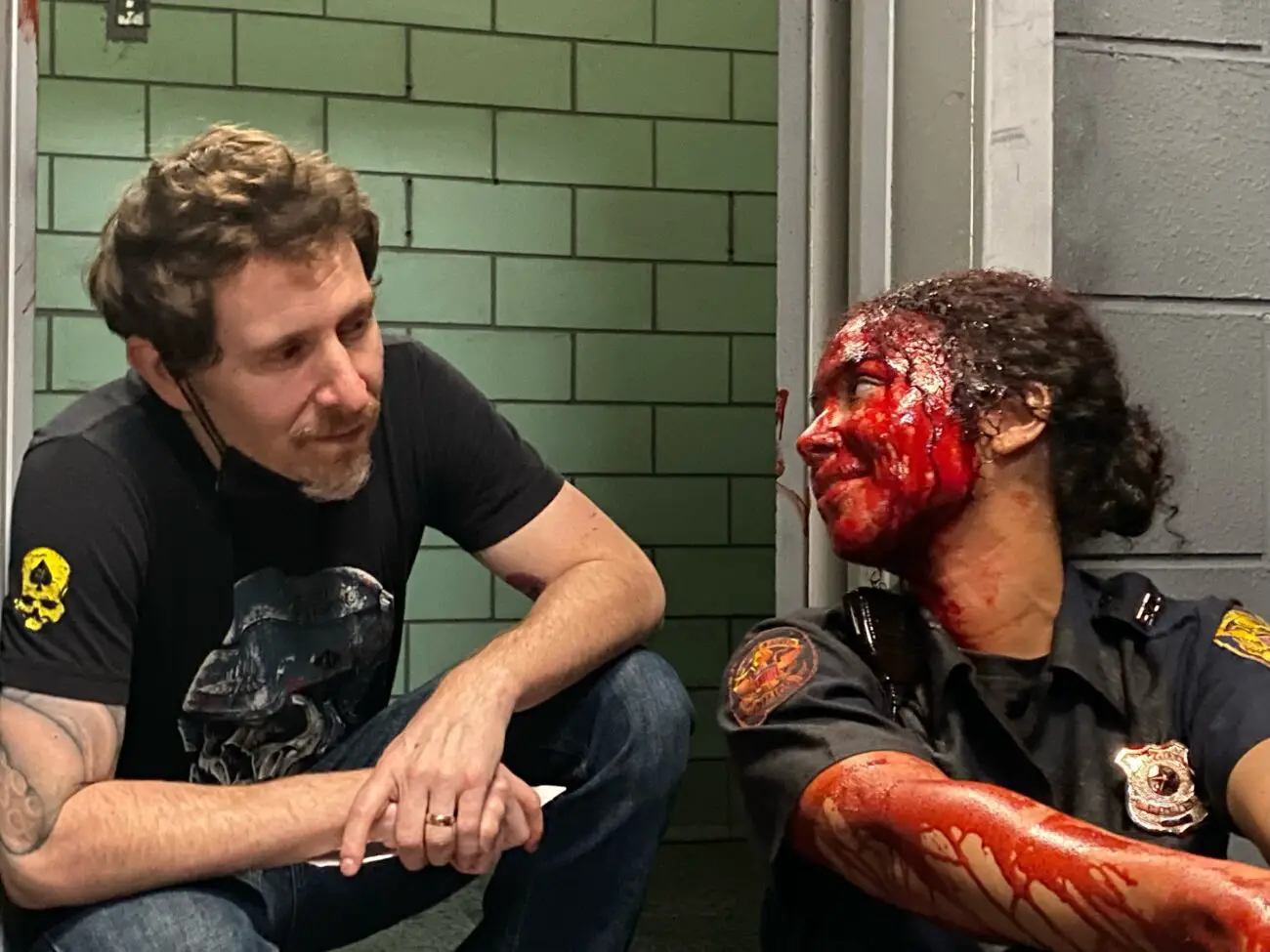 Anthony DiBlasi and Jessica Sula behind the scenes