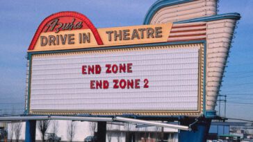 A drive in sign showing End Zone and End Zone 2