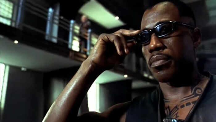 Whistler throws Blade his glasses, which he puts on