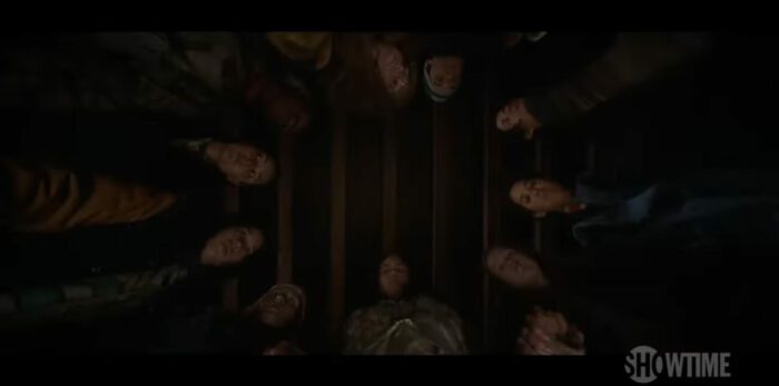 The girls stand in a circle