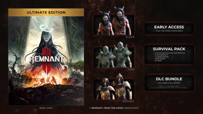 Cover art for Remnant 2 Ultimate Edition, with the three special armors