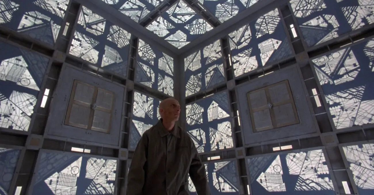 Alderson wakes up in the cube at the start of Cube