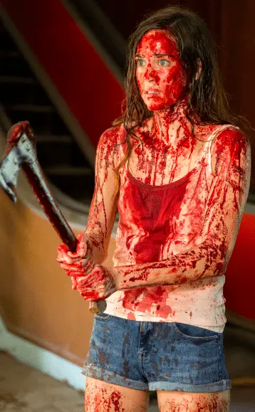 a woman covered in blood holding an ax in Final Cut