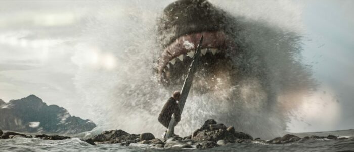 A giant shark and a person
