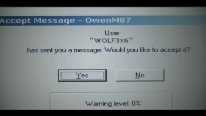 Image of an AOL Instant Messenger request from The Wolf