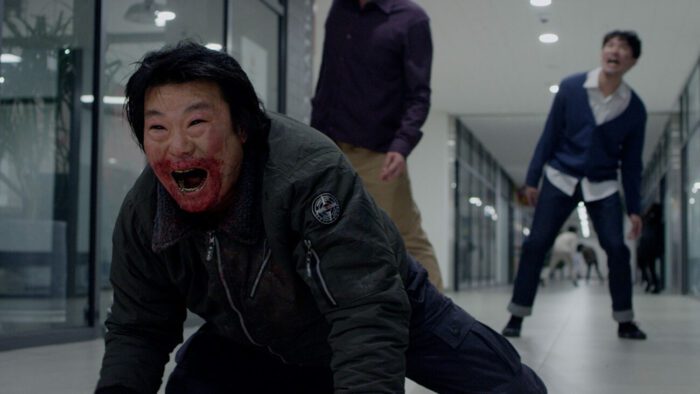 A zombie hissing