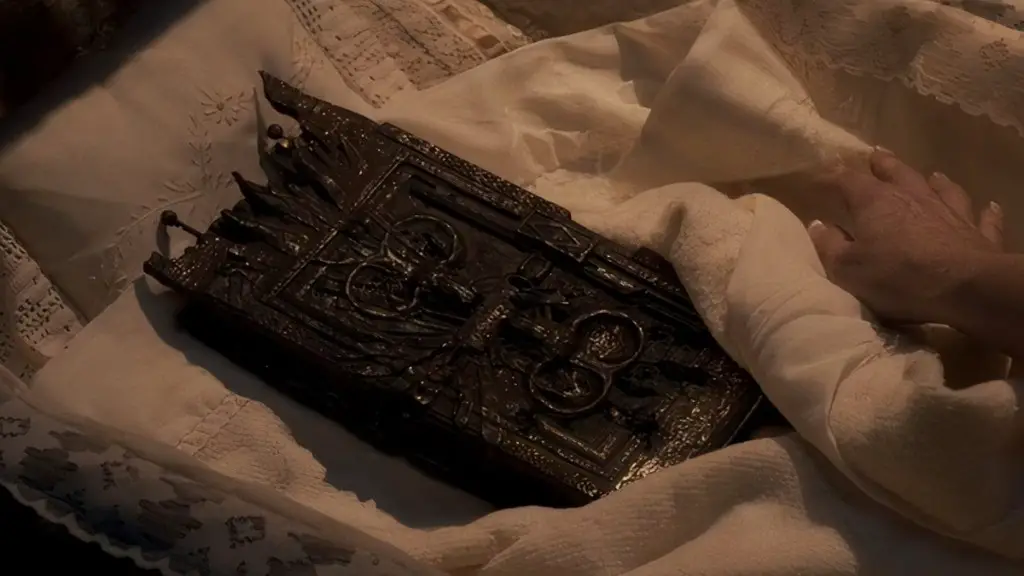 Agatha finds The Darkhold in a babies crib during her hallucination.