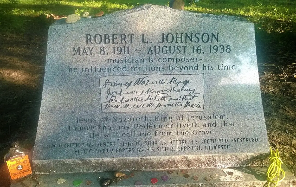 Grave of Robert Johnson located at the Mount Zion Missionary Baptist Church