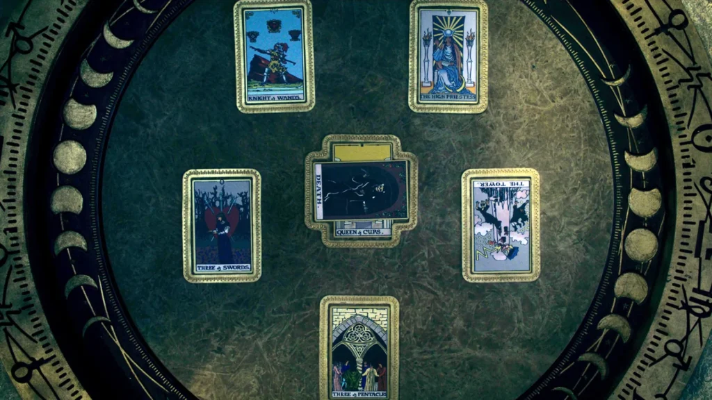 Lillia's Traot spread, with each card representing a member of the coven.