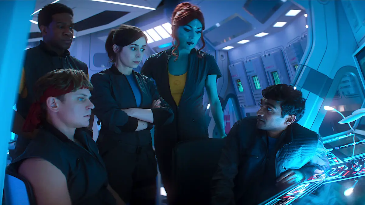 The USS Callister team in their spaceship.